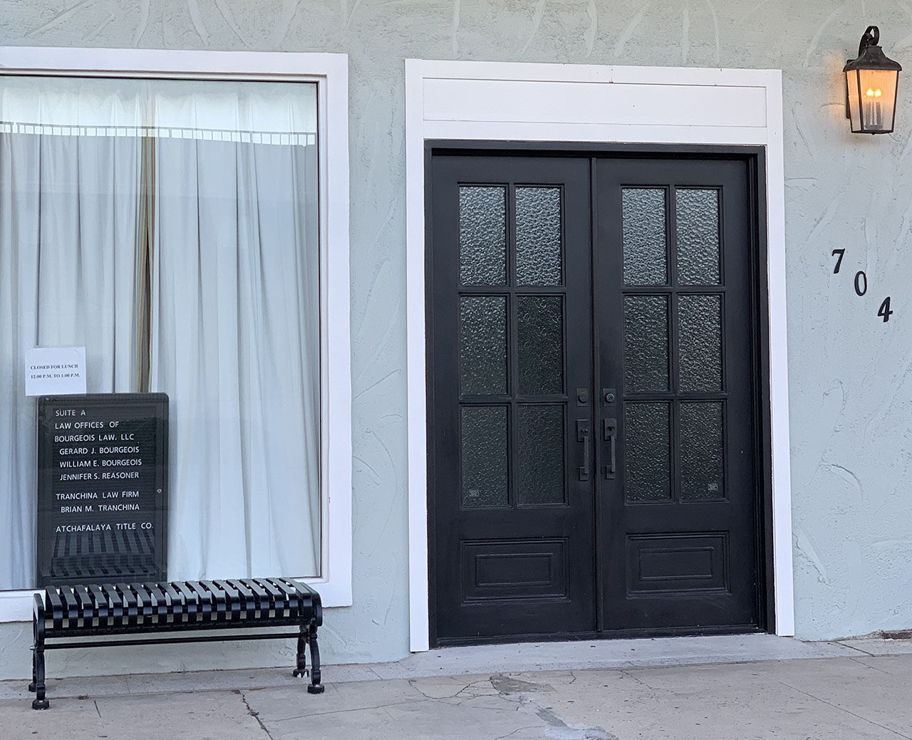 Front entrance of the Atchafalaya Title office at 704 Front Street in Morgan City, Louisiana